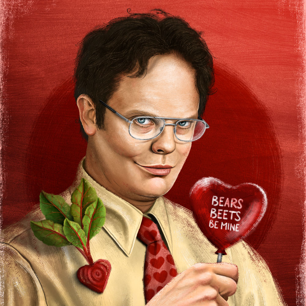 Valentine's Dwight Schrute portrait art illustration
