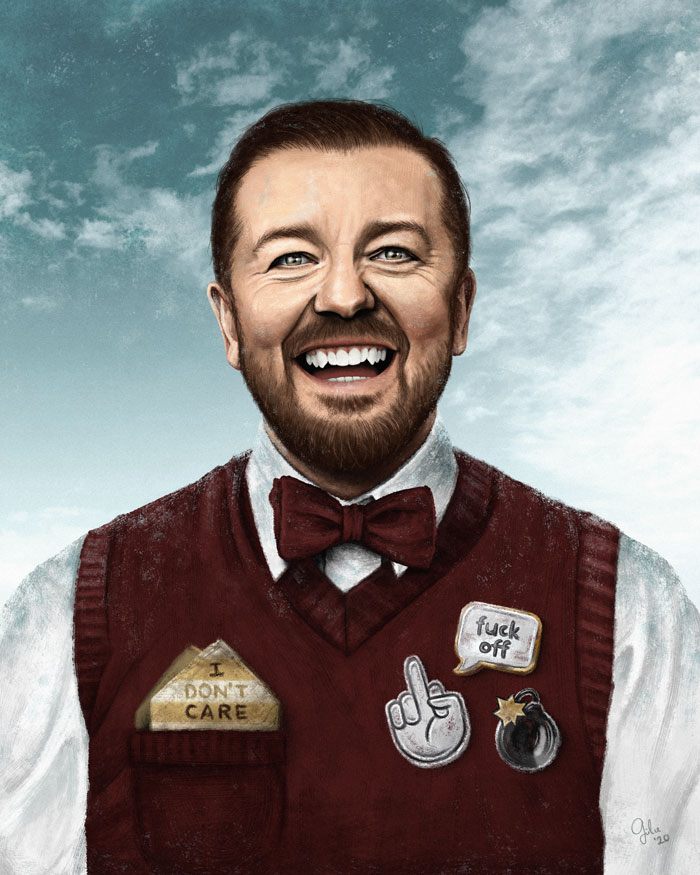 ricky gervais portrait art illustration