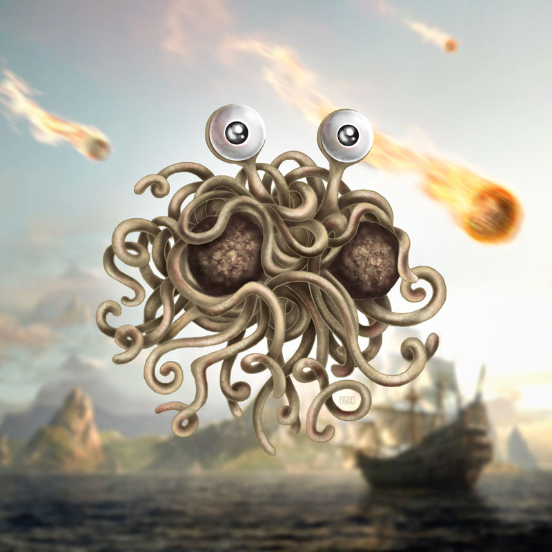 Flying Spaghetti Monster | FSM, Original Painting by Gülce Baycık